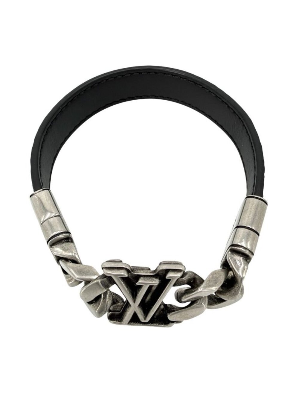 Louis Vuitton Bracelet LV Dimension Monogram Eclipse Metal Silver Black